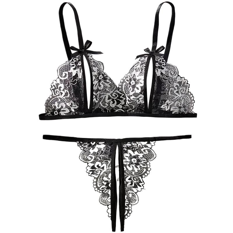 검은 뜨거운 Crotchless 섹시한 여성 레이스 란 - Lace Bralette Set 리뷰 및 가격